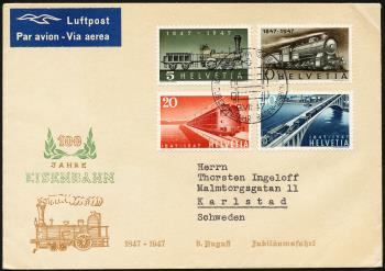 Briefmarken: 277-280 - 1947 100 Jahre Schweizer Eisenbahnen