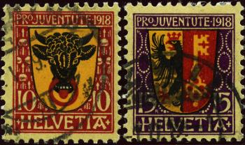 Briefmarken: J10-J11 - 1918 Kantonswappen
