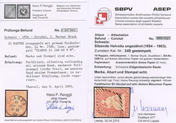Thumb-3: 22B-25B - 1854-1855, Berner Druck, 1. Druckperiode, Münchner Papier