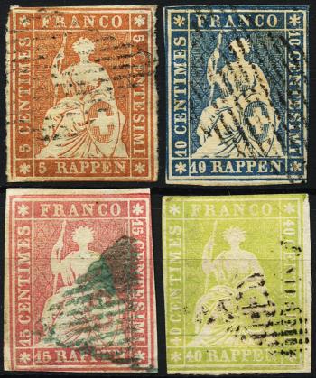 Thumb-1: 22Aa-26Aa - 1854, Münchner Druck, 1. Druckperiode, Münchner Papier