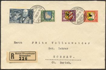 Thumb-1: J53-J56 - 1930, City coat of arms and portrait of Henri Dunant