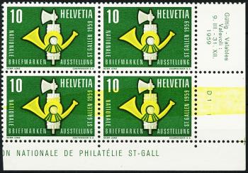 Thumb-1: 344 - 1959, Advertising and commemorative stamps, St. Gallen lictor bundle and post horn