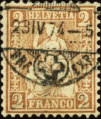 Timbres: 37a - 1874 Helvetia assise, Livre blanc