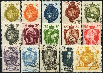 Timbres: FL25-FL39 - 1920 Armoiries, paysages et images princières