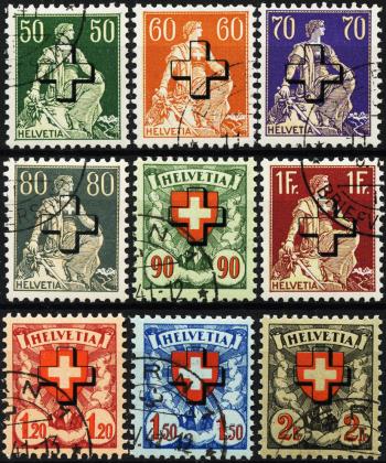 Briefmarken: BV37-BV45 - 1938 Helvetia mit Schwert und Wappenmuster