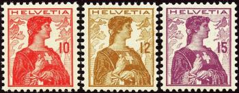 Timbres: 120-122 - 1909 Buste d'Helvétie II