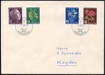 Timbres: J125-J128 - Lettre premier jour, Oblitération PJ allemand