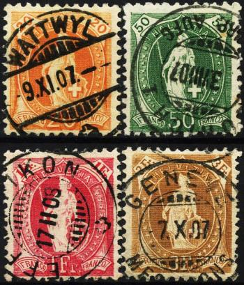 Thumb-1: 86C-92C - 1907, Stehende Helvetia, weisses Papier, 14 Zähne, WZ