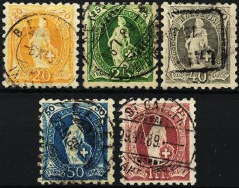 Thumb-1: 66B-71B - 1888-1889, Standing Helvetia, white paper, 11 teeth, control mark A