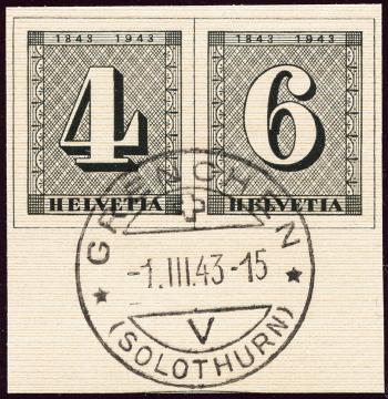 Thumb-1: W12-W13 - 1943, Timbres individuels du bloc commémoratif du 100e anniversaire des timbres-poste suisses