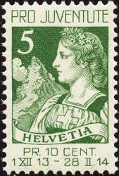 Briefmarken: J1 - 1913 Helvetia mit Matterhorn