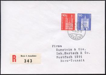 Thumb-3: 355L-360L,363L,367L - 1963, Postgeschichtliche Motive und Baudenkmäler, Leuchtstoffpapier violette Faserung