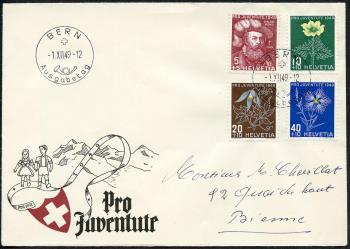 Thumb-1: J129-J132 - 1949, Portrait de N. Wengis et peintures de fleurs alpines