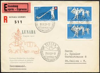 Thumb-1: W32A - 1951, Einzelwert aus dem Gedenkblock zur nat. Briefmarkenausstellung in Luzern