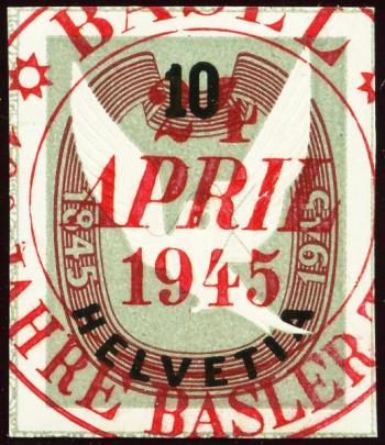 Thumb-1: W22 - 1945, Esemplare unico della serie commemorativa del centenario della colomba di Basilea