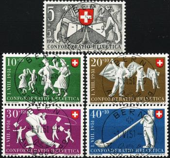 Thumb-1: B51-B55 - 1951, Zürich 600 Jahre in Eidgenossenschaft und Volksspiele, ET. französisch