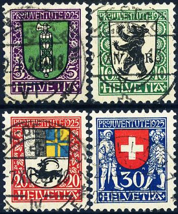 Stamps: J33-J36 - 1925 Kantons- und Schweizer Wappen