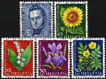 Thumb-1: J188-J192 - 1961, Pro Juventute, Bildnis Jonas Furrer, Wiesen und Gartenblumen
