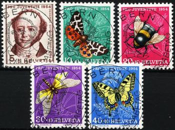 Thumb-1: J153-J157 - 1954, Pro Juventute, ritratto di J. Gotthelf e immagini di insetti