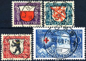 Stamps: J45-J48 - 1928 Städtewappen und Bildnis Henri Dunants
