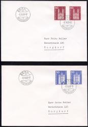 Thumb-1: 355L-360L,363L,367L - 1963, Motifs d'histoire postale et monuments architecturaux, papier fluorescent à fibres violettes