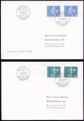 Thumb-4: 355L-360L,363L,367L - 1963, Motifs d'histoire postale et monuments architecturaux, papier fluorescent à fibres violettes