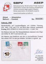 Thumb-2: 366L,370L-371L - 1968, Postgeschichtliche Motive und Baudenkmäler, Leuchtstoffpapier violette Faserung