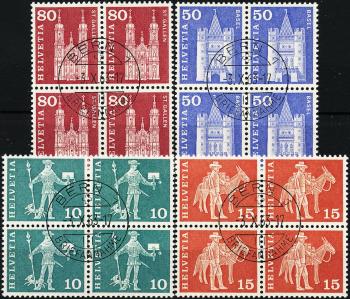 Briefmarken: 355L-360L,363L,367L - Viererblöcke, ET-Stempel