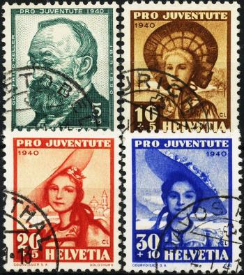 Thumb-1: J93-J96 - 1940, Ritratto di Gottfried Keller e costumi femminili svizzeri