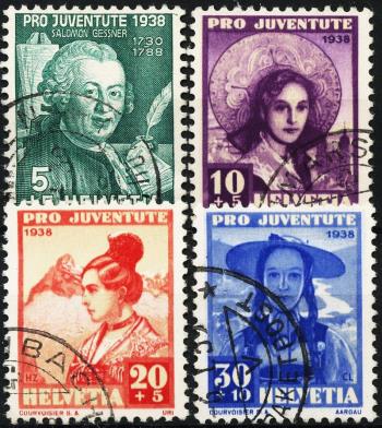 Thumb-1: J85-J88 - 1938, Ritratto di S. Gessner e costumi femminili svizzeri