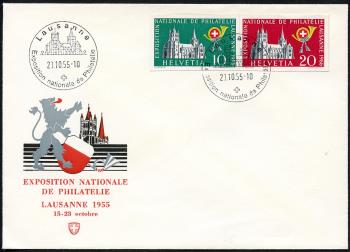 Thumb-1: W33-W34 - 1955, Singoli francobolli del blocco commemorativo per la Mostra Filatelica Nazionale di Losanna