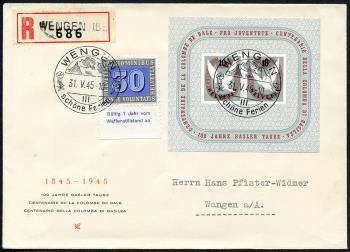 Thumb-1: W23 - 1945, Bloc anniversaire 100 ans Basler Taube