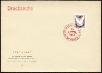 Thumb-1: W22 - 1945, Einzelwert aus Jubiläumsblock 100 Jahre Basler Taube