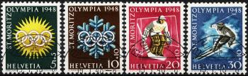 Thumb-1: W25w-W28w - 1948, Sondermarken für die Olympischen Winterspiele in St. Moritz