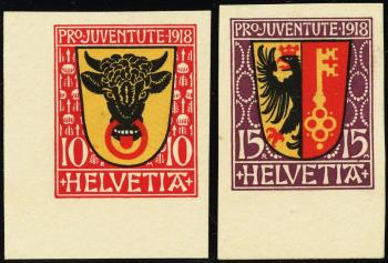 Thumb-1: J10-J11 - 1918, Kantonswappen, Probedrucke