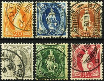 Thumb-1: 94A-99A - 1907-1908, Helvetia in piedi, carta fibrosa, 14 denti, WZ
