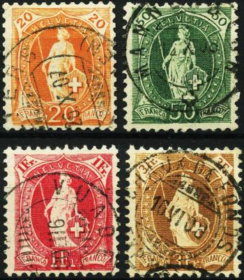 Thumb-1: 86C-92C - 1907, Helvetia in piedi, carta bianca, 14 denti, WZ