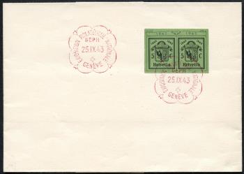 Thumb-1: W17L-W17R - 1943, Singoli francobolli del blocco commemorativo per la Mostra Filatelica Nazionale di Ginevra.