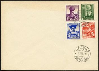 Thumb-1: J89-J92 - 1939, Portrait of General H. Herzog and Swiss women's costumes