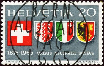 Thumb-1: 432 - 1965, Vallese, Neuchâtel e Ginevra: 150 anni della Confederazione Svizzera