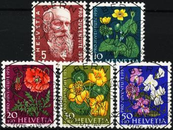 Thumb-1: J178-J182 - 1959, Pro Juventute, ritratto di Karl Hitty e dipinti di fiori