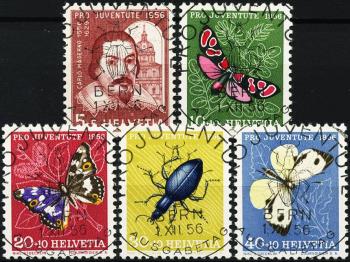 Thumb-1: J163-J167 - 1956, Pro Juventute, ritratto di Carlos Maderno e immagini di insetti