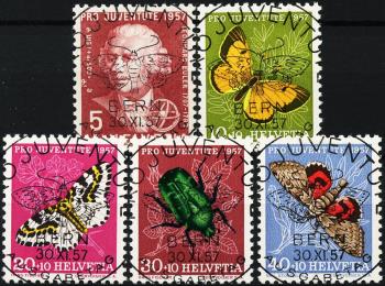 Thumb-1: J168-J172 - 1957, Pro Juventute, ritratto di Leonhard Euler e immagini di insetti