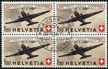 Thumb-1: F40 - 1944, Francobollo commemorativo per posta aerea in occasione del 25° anniversario della posta aerea svizzera.
