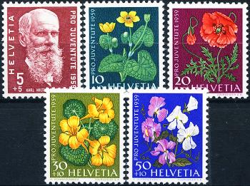 Briefmarken: J178-J182 - 1959 Bildnis Karl Hittys und Blumenbilder