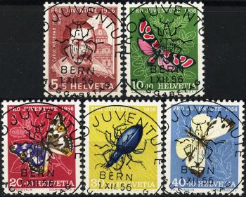 Thumb-1: J163-J167 - 1956, Pro Juventute, ritratto di Carlos Maderno e immagini di insetti