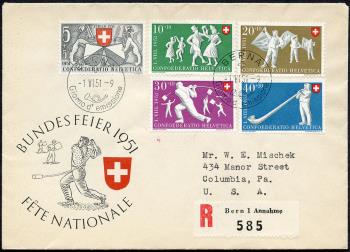 Thumb-1: B51-B55 - 1951, Zurich 600 years in the Swiss Confederation and folk games