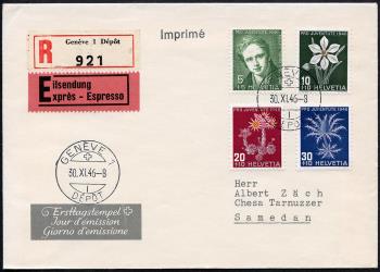 Thumb-1: J117-J120 - 1946, Ritratto di R. Töpffer e dipinti di fiori alpini