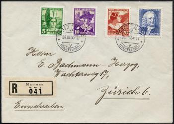 Thumb-1: J69-J72 - 1934, Costumi femminili svizzeri e ritratto di Albrecht von Haller