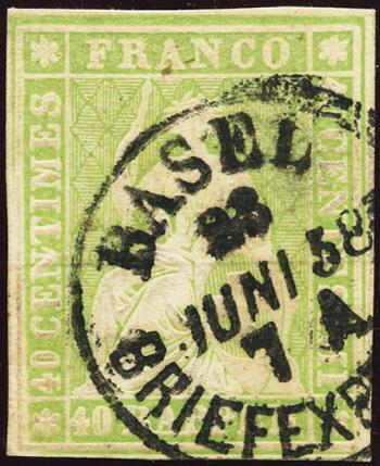Thumb-1: 26C - 1855, Stampa di Berna, 2° periodo di stampa, carta di Monaco